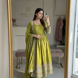 Stunning Chinon Silk Anarkali Gown