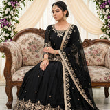 Black Embroidered Anarkali Suit
