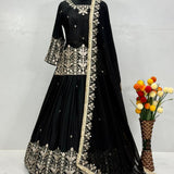 Black Embroidered Anarkali Suit