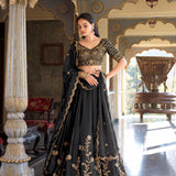 Black Designer Sequence Embroidered Lehenga