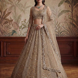 Antique Bridal Gold Chevron Lehenga