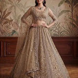 Antique Bridal Gold Chevron Lehenga