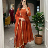 Shiddat Orange Mul Chanderi Suit