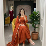 Shiddat Orange Mul Chanderi Suit
