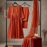 Shiddat Orange Mul Chanderi Suit