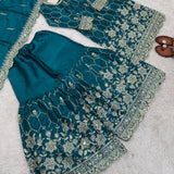 Exclusive Embroidered Silk Top Sharara