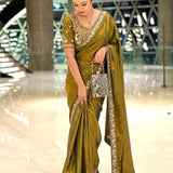 Designer Party Wear Fendy Satin Silk Saree