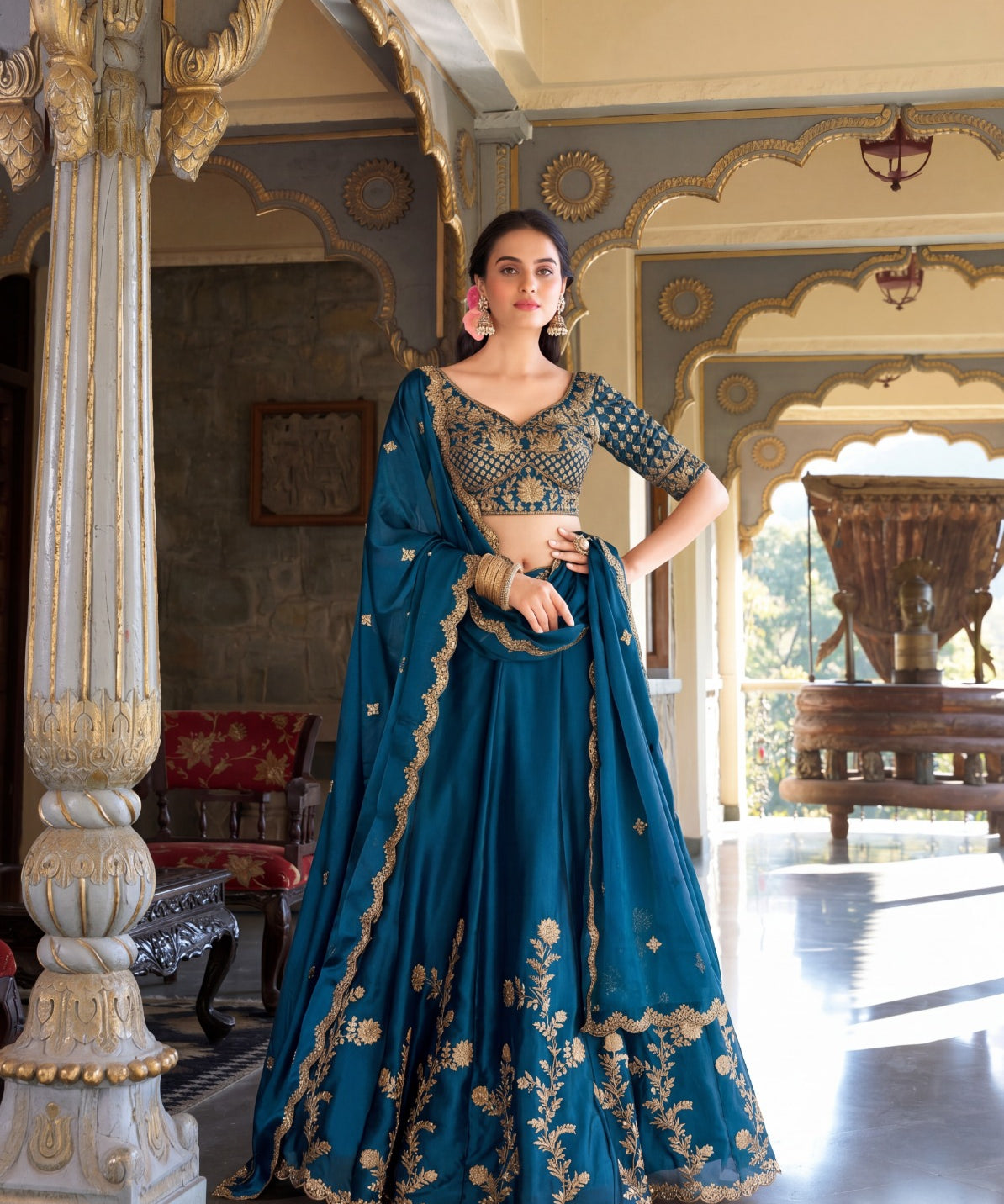 Luxury Rangoli Silk Embroidered Lehenga