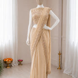 Creamy Star Georgette Lehenga Saree Set