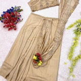 Creamy Star Georgette Lehenga Saree Set