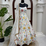 White Stylish Embroidered Gown