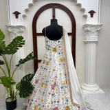 White Stylish Embroidered Gown