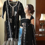 Black Pakistani Kurti Gharara Set