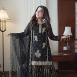 Black Pakistani Kurti Gharara Set