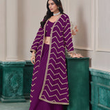 Exclusive Embroidered Silk Top Sharara