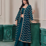 Exclusive Embroidered Silk Top Sharara