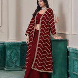 Exclusive Embroidered Silk Top Sharara