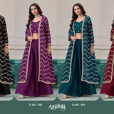 Exclusive Embroidered Silk Top Sharara