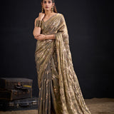 Reddish Mysore Crepe Silk Saree