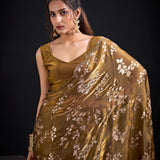 Reddish Mysore Crepe Silk Saree