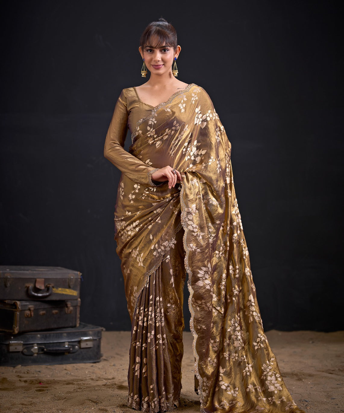 Reddish Mysore Crepe Silk Saree
