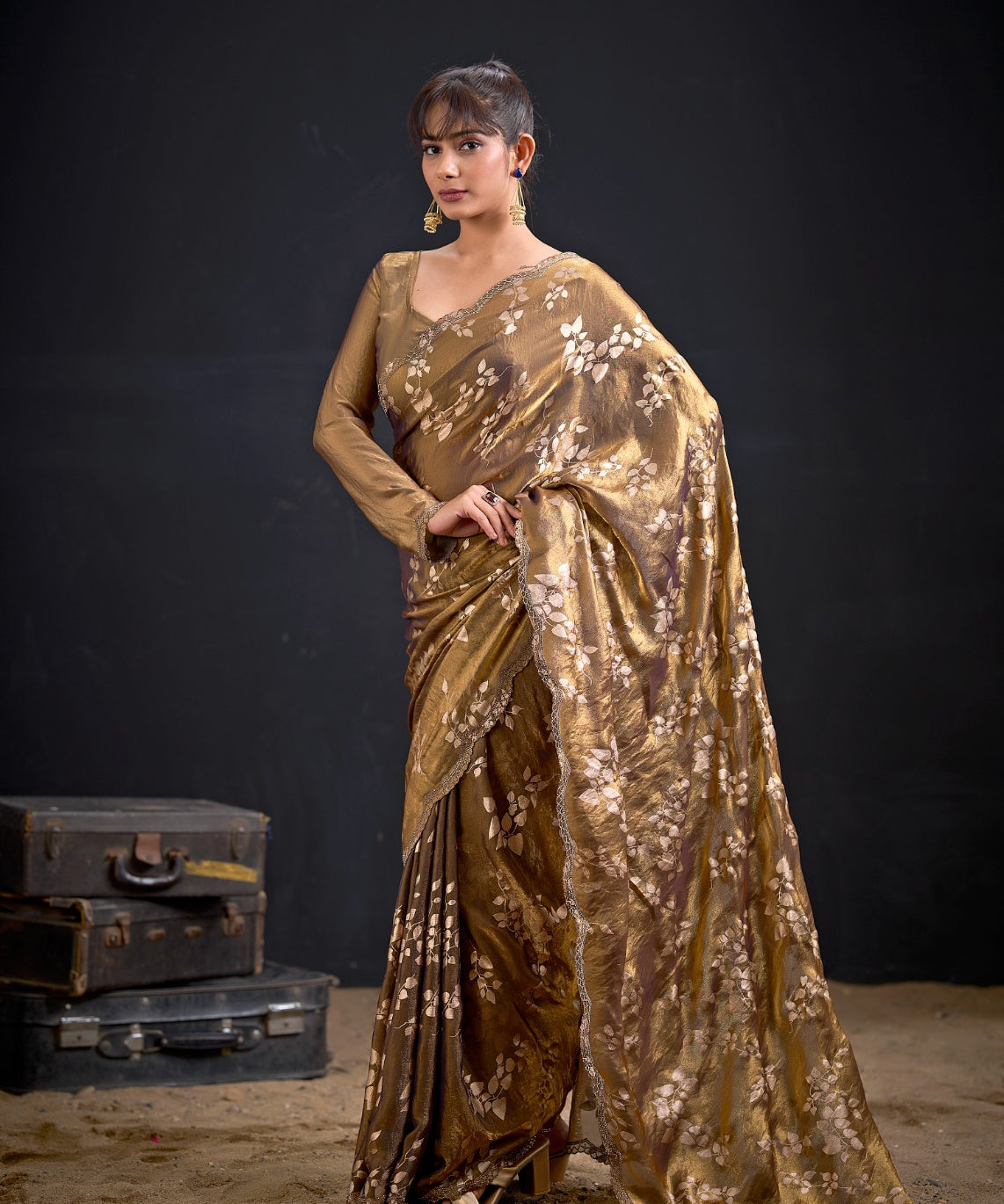 Reddish Mysore Crepe Silk Saree
