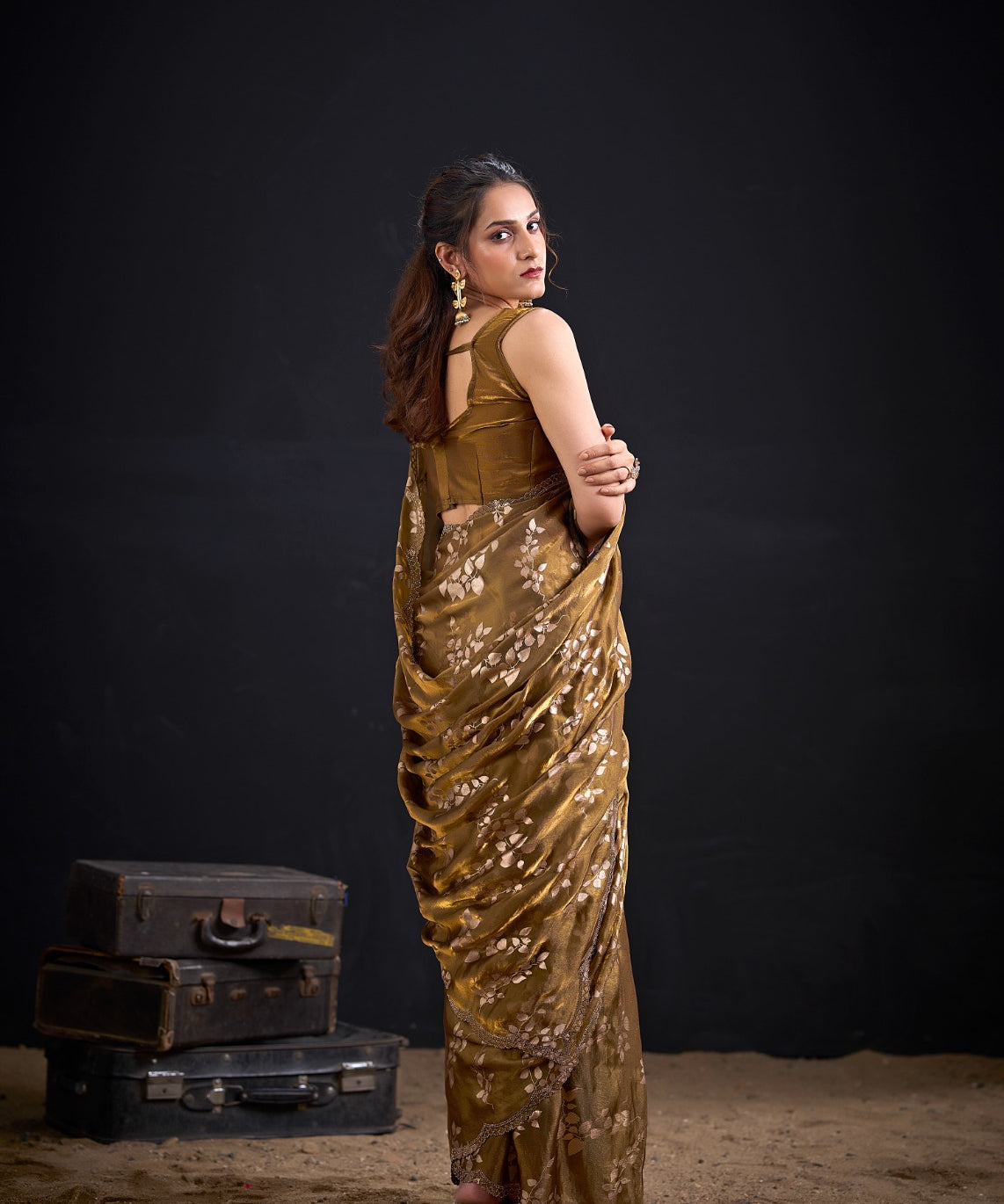 Reddish Mysore Crepe Silk Saree