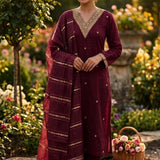 Beautiful Slub Cotton Straight Suit