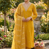 Beautiful Slub Cotton Straight Suit