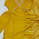 Beautiful Slub Cotton Straight Suit
