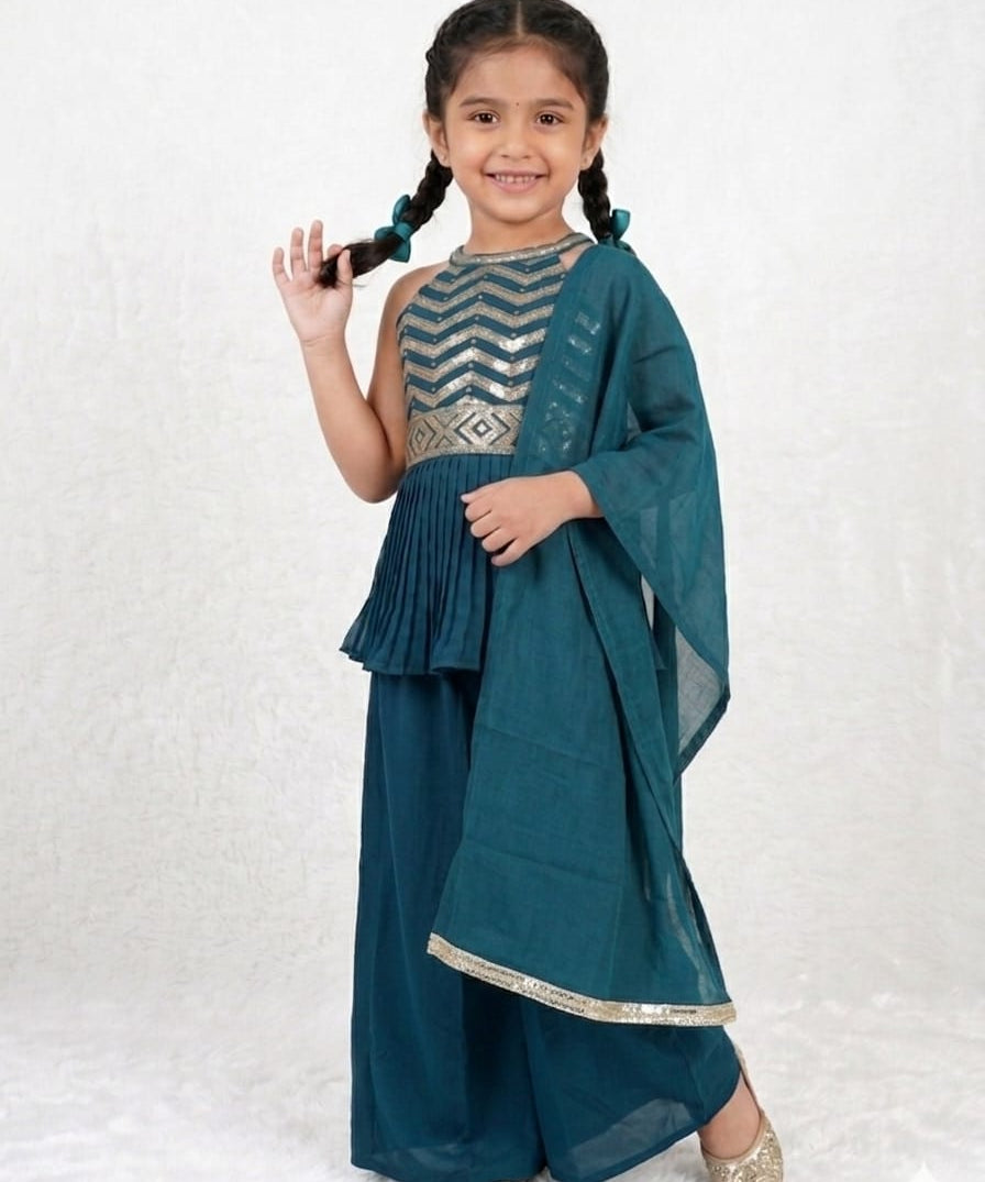 Trending Kids Embroidered Top Plazzo