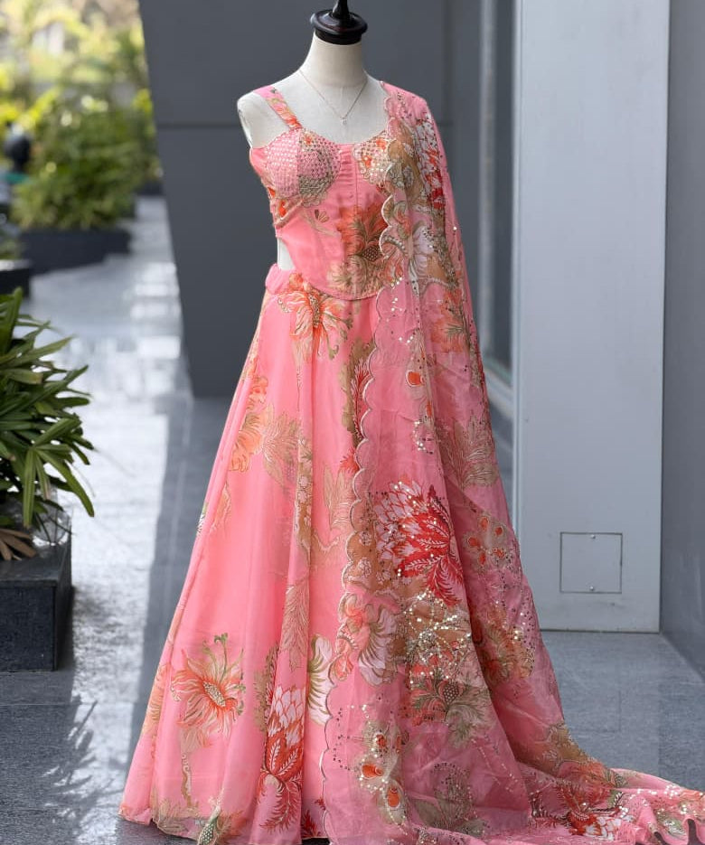 Elegance Floral Print Lehenga Choli