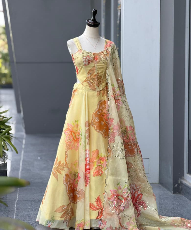 Elegance Floral Print Lehenga Choli