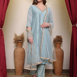 Trendy Chanderi Silk Straight Suit