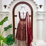 Charming Maroon Jacquard Anarkali Suit