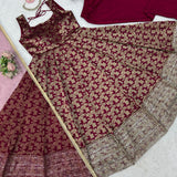 Charming Maroon Jacquard Anarkali Suit