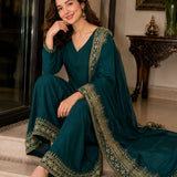Designer Natural Crepe Top Plazzo