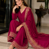 Designer Natural Crepe Top Plazzo