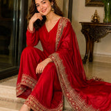 Designer Natural Crepe Top Plazzo