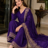 Designer Natural Crepe Top Plazzo