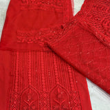 Cherry Red Embroidered Wedding Lehenga