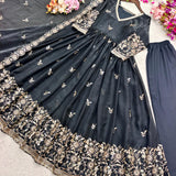 Designer Satin Silk Embroidered Gown