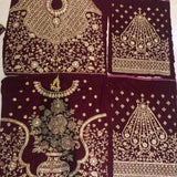 Maroon Velvet Wedding Embroidered Lehenga