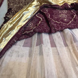 Maroon Velvet Wedding Embroidered Lehenga