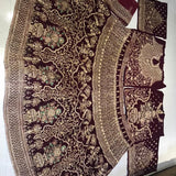 Maroon Velvet Wedding Embroidered Lehenga