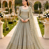 Dainty Gold Crazy Embroidered Gown