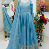 Dainty Gold Crazy Embroidered Gown