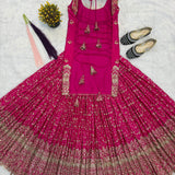 Crystal Pink Chinon Silk Top Lehenga