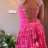 Crystal Pink Chinon Silk Top Lehenga