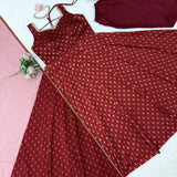 Maroon Exclusive Chanderi Butti Gown
